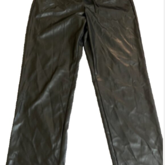 Mode of One Mens Relaxed Fit Faux Leather Pull On Pants in Deep Black Size S - Picture 5 of 8